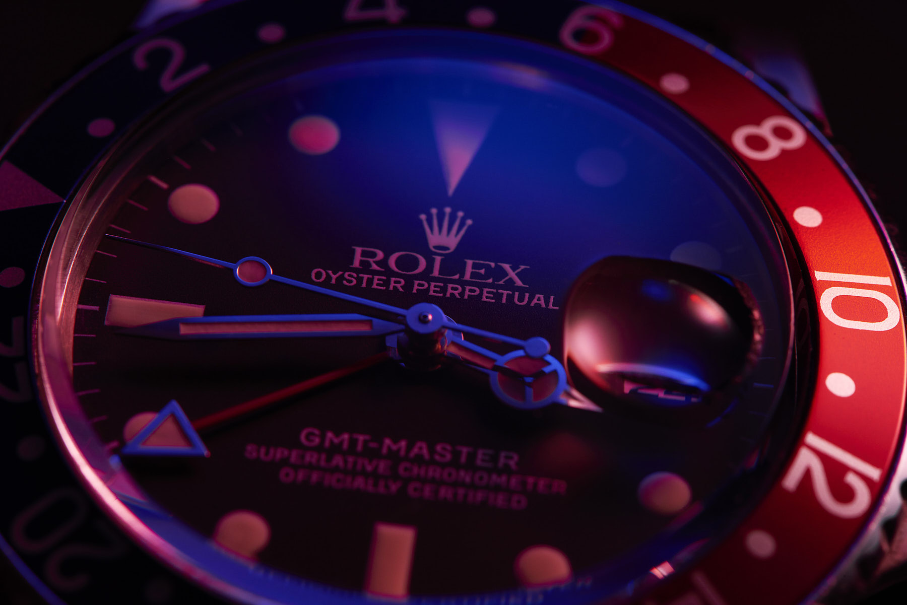 Rolex Watch in blue and red light