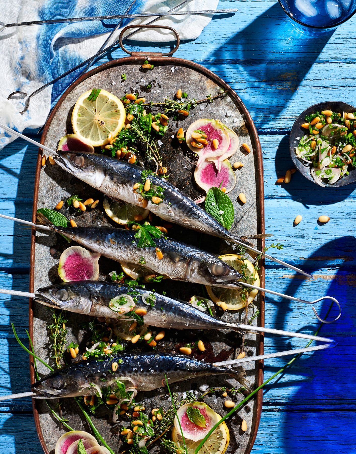 Mackerel whole fish at BBQ picnic