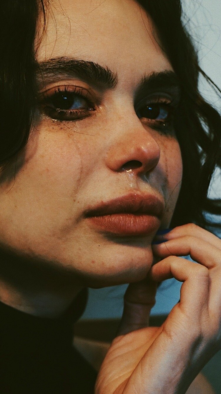 Woman Crying with Makeup
